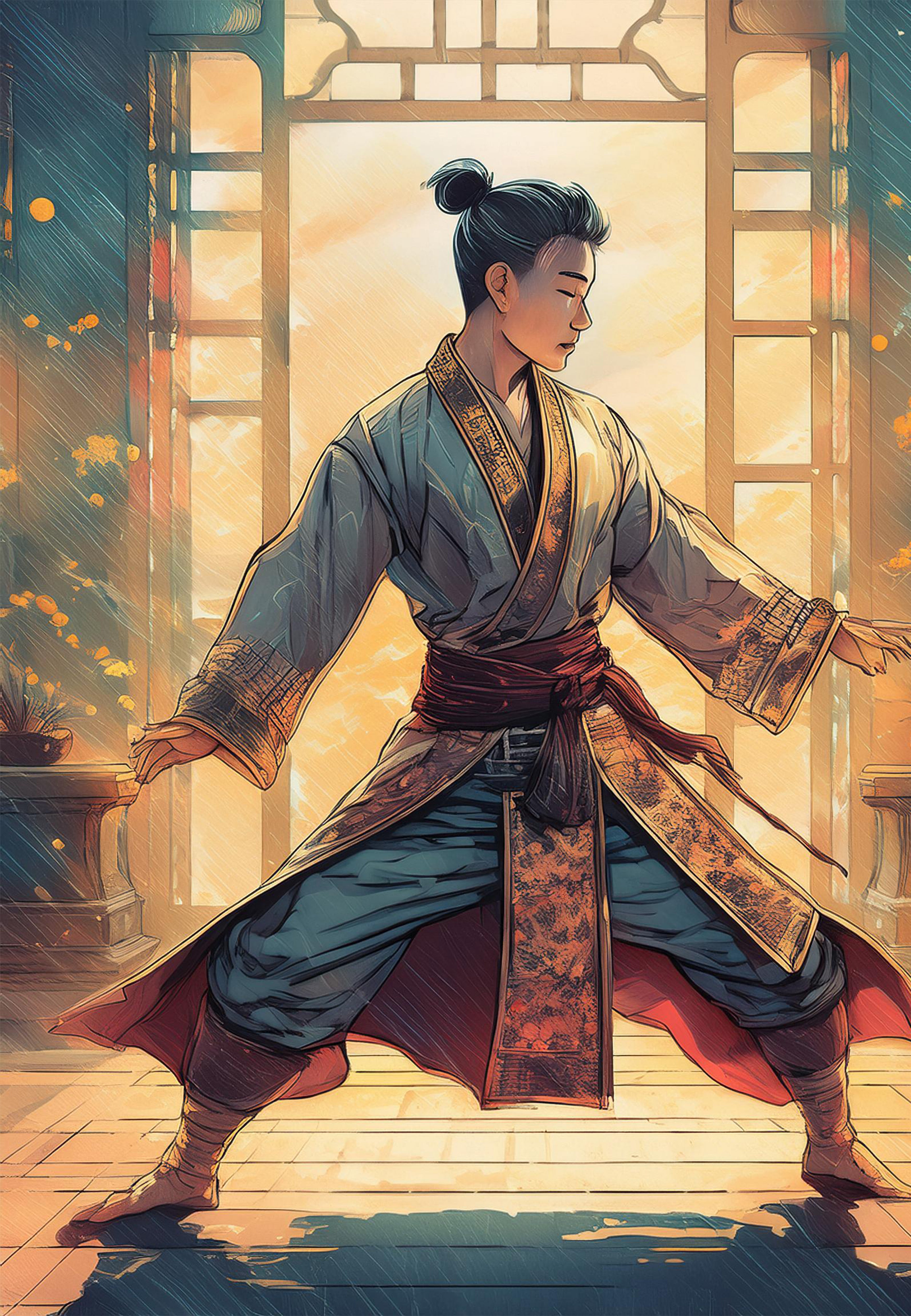 Man in Dojo Illustration Metal Wall Posters | Premium, Waterproof & Magnet-Mounted Art