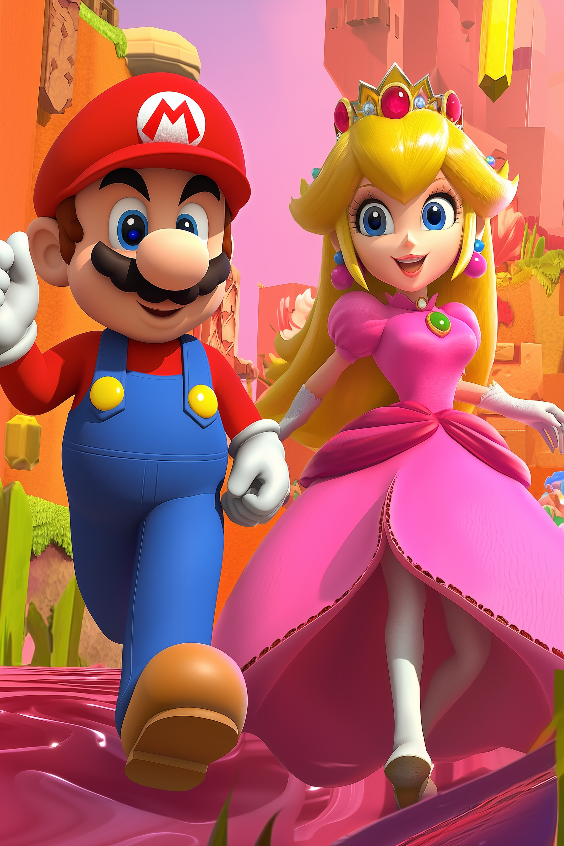 Mario and Princess Peach Metal Wall Posters | Premium, Waterproof & Magnet-Mounted Art