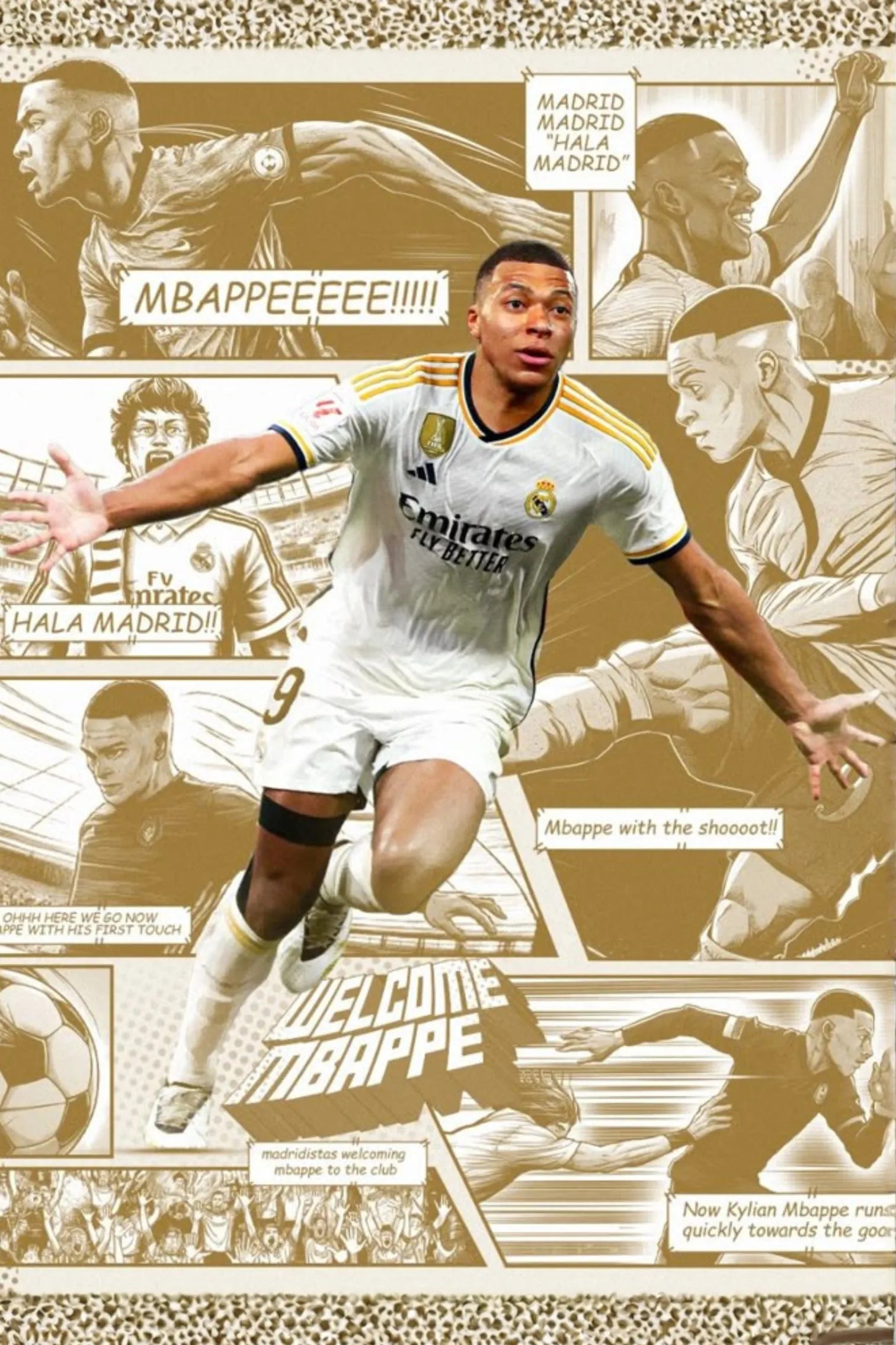 Mbappe Real Madrid Metal Wall Posters | Premium, Waterproof & Magnet-Mounted Art