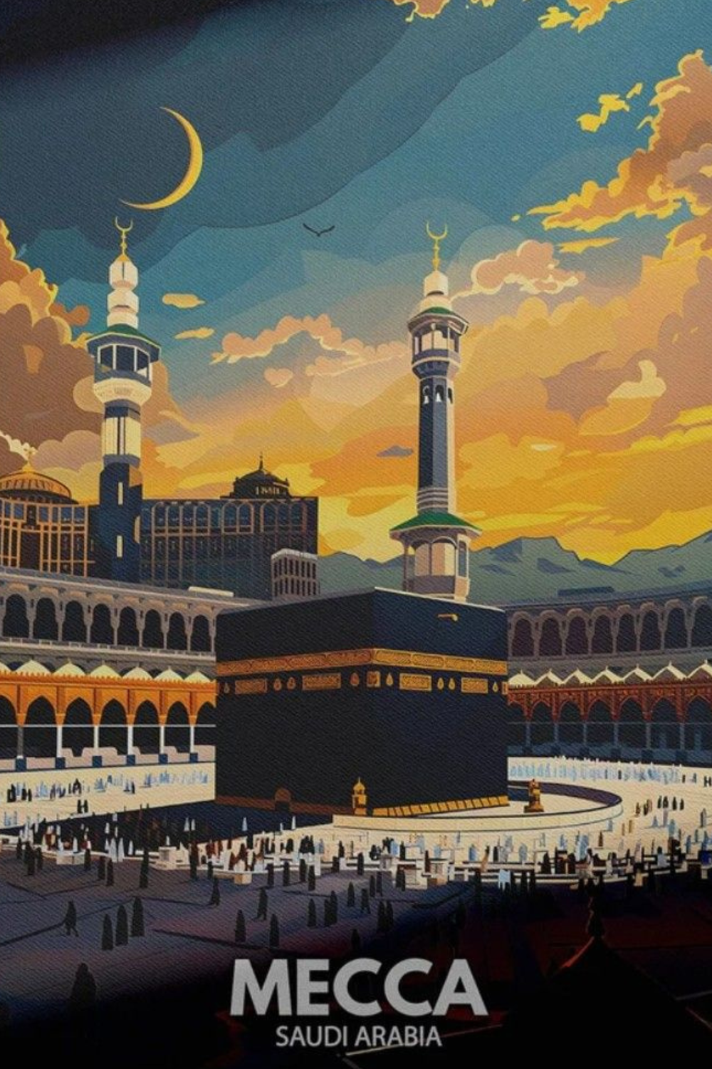 Mecca Saudi Arabia Art Metal Posters | Premium, Waterproof & Magnet-Mounted Art