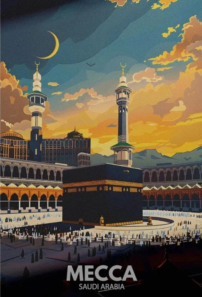 Mecca Saudi Arabia Art Metal Posters | Premium, Waterproof & Magnet-Mounted Art