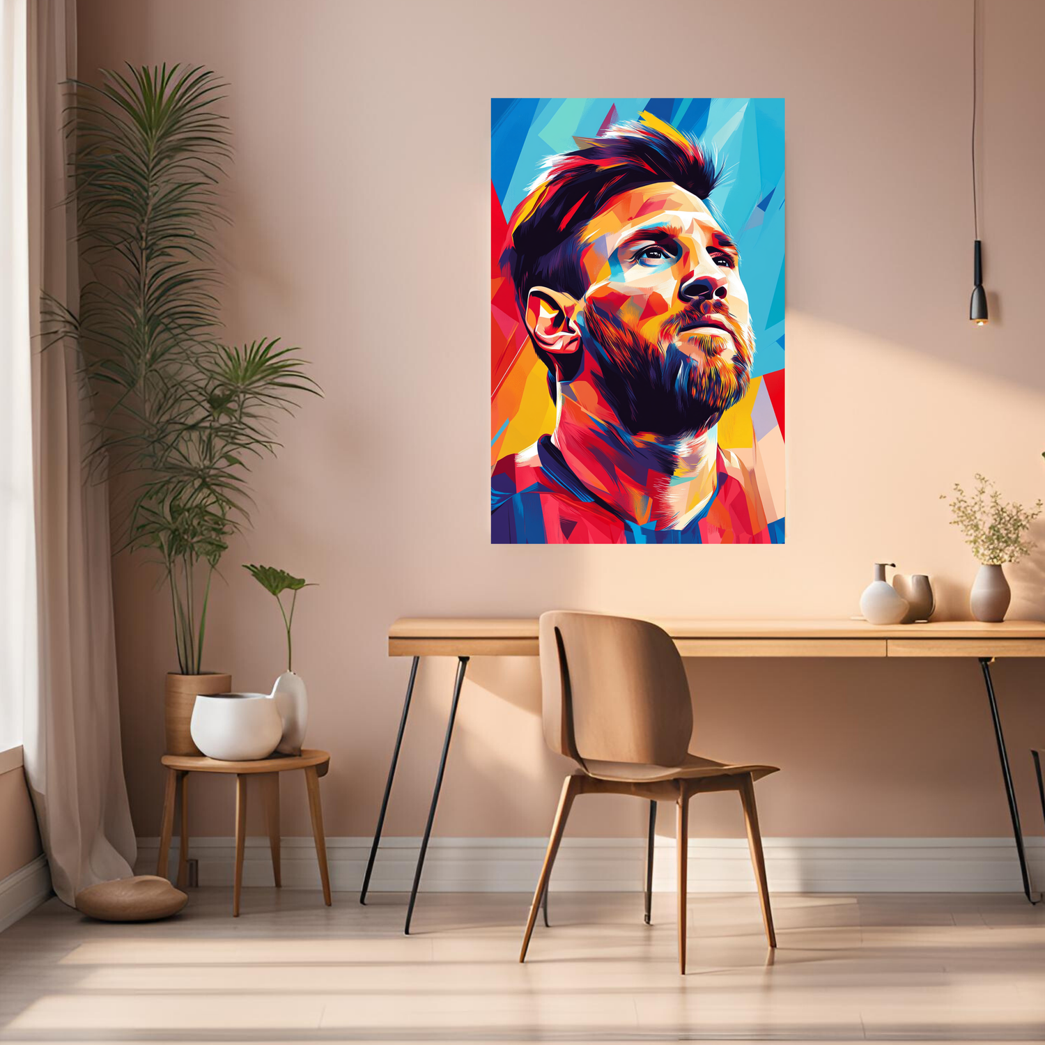 Messi Illustration Metal Wall Posters | Premium, Waterproof & Magnet-Mounted Art