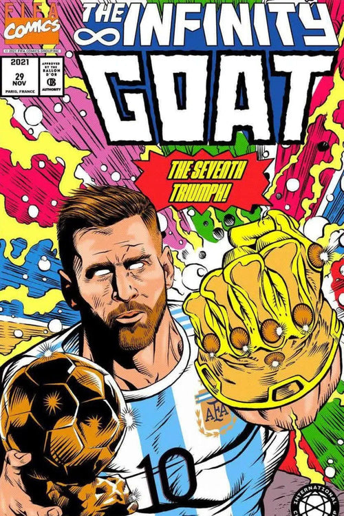 Messi The Infinity GOAT Metal Posters | Premium, Waterproof & Magnet-Mounted Art