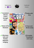 Messi The Infinity GOAT Metal Posters | Premium, Waterproof & Magnet-Mounted Art