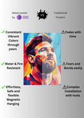 Messi Illustration Metal Wall Posters | Premium, Waterproof & Magnet-Mounted Art