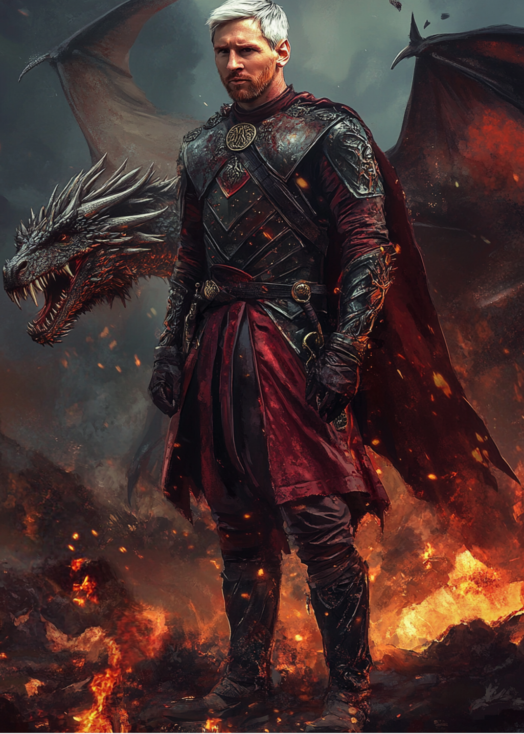 Messi as a Targaryen Metal Wall Posters | Premium, Waterproof & Magnet-Mounted Art