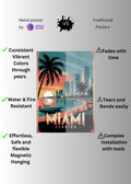 Miami Florida USA Art Metal Posters | Premium, Waterproof & Magnet-Mounted Art