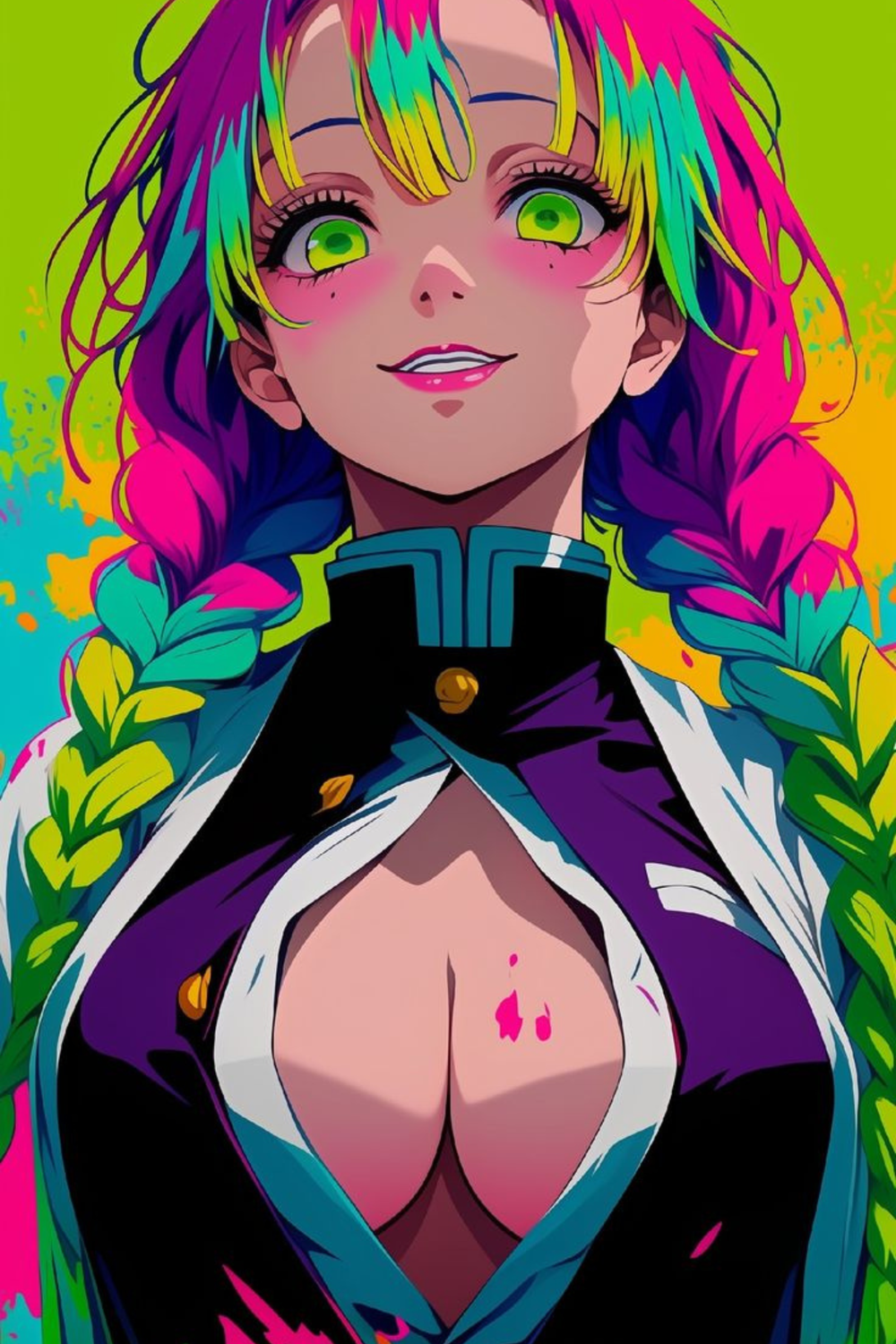 Mitsuri Kanroji Fanart Metal Posters | Premium, Waterproof & Magnet-Mounted Art