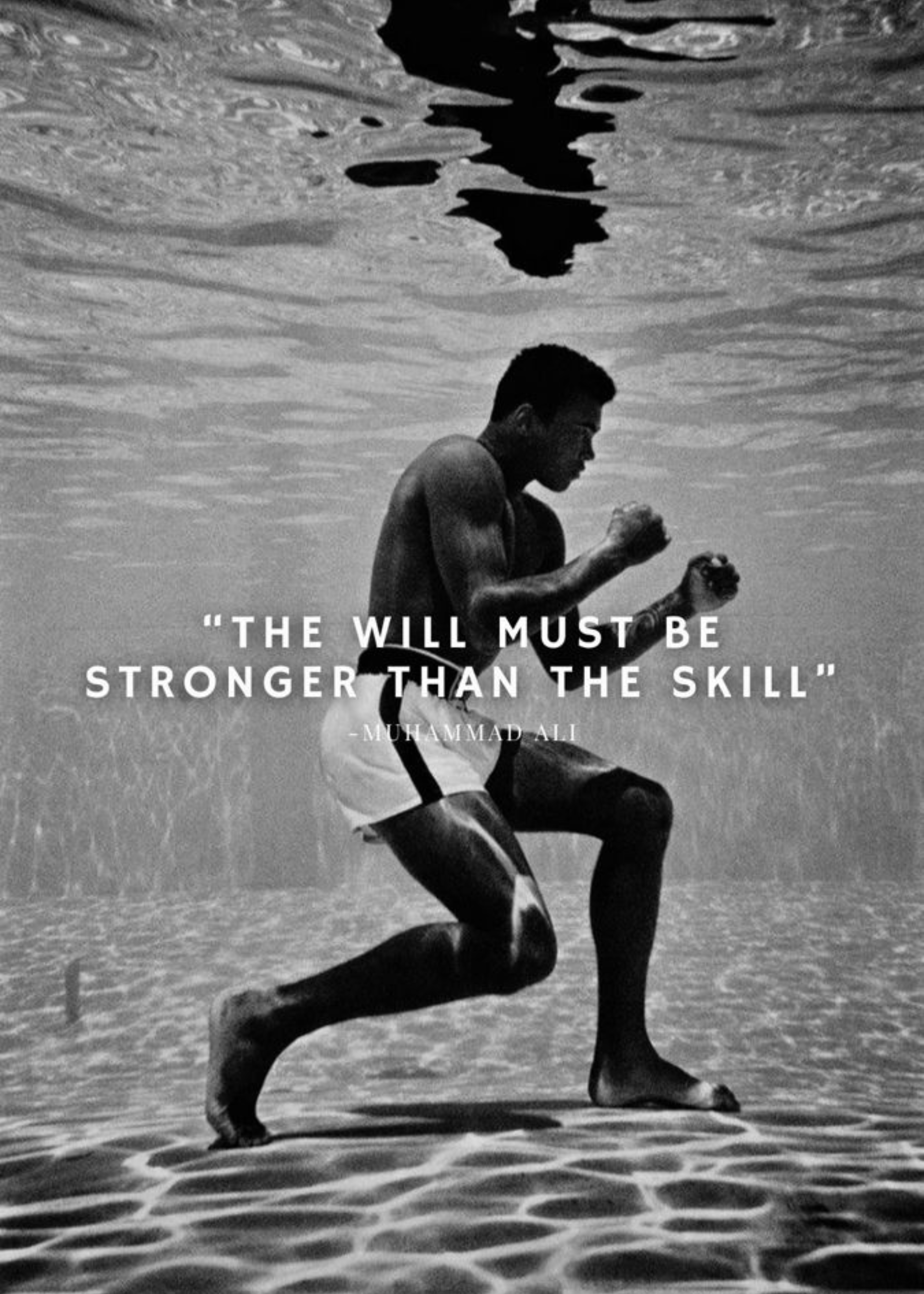Mohamed Ali Underwater Metal Wall Posters | Premium, Waterproof & Magnet-Mounted Art
