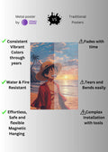 Monkey D Luffy at beach Metal Wall Posters | Premium, Waterproof & Magnet-Mounted Art