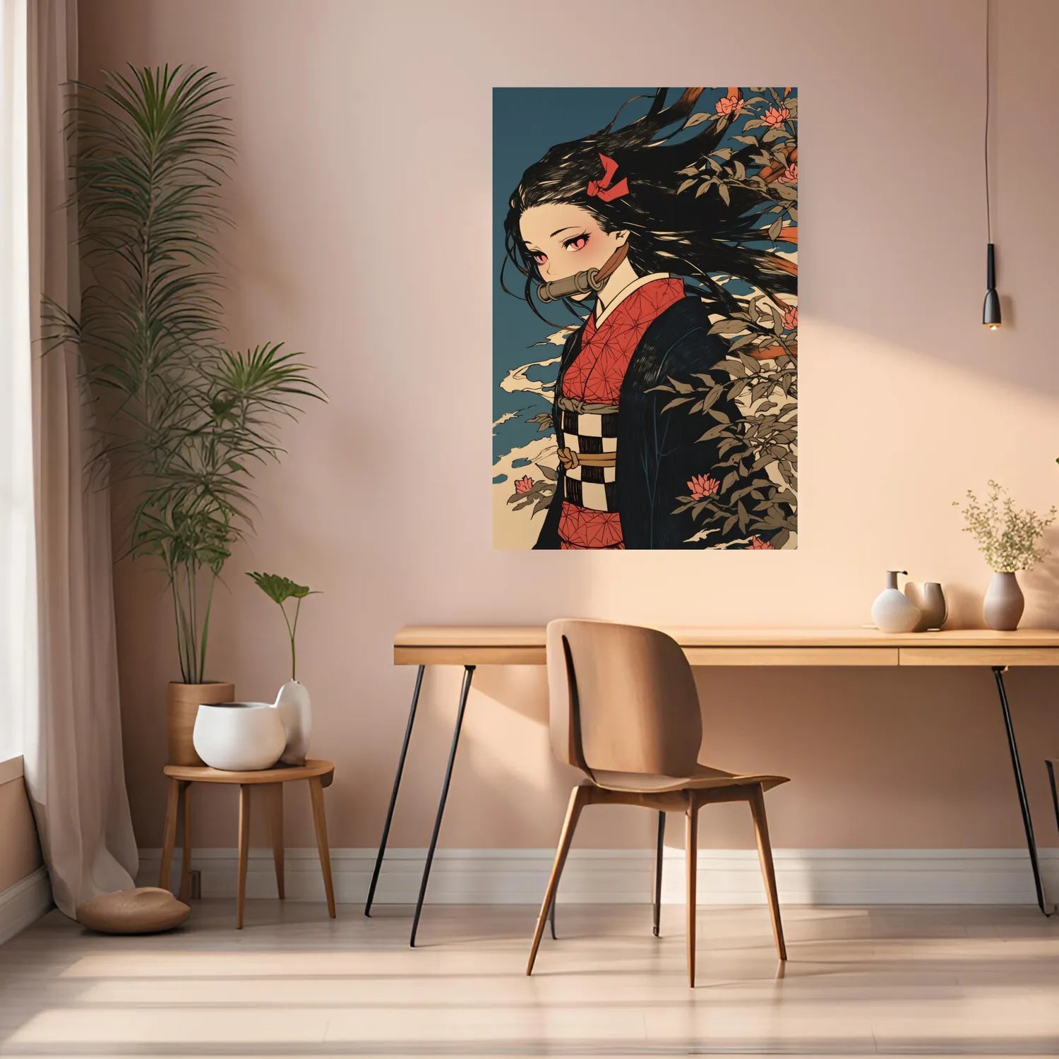 Nezuko Kamado Illustration Metal Posters | Premium, Waterproof & Magnet-Mounted Art