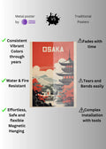 Osaka Japan Metal Posters | Premium, Waterproof & Magnet-Mounted Art