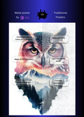 Owl and Nature Metal Wall Posters | Premium, Waterproof & Magnet-Mounted Art