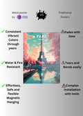Paris France Art Metal Posters | Premium, Waterproof & Magnet-Mounted Art