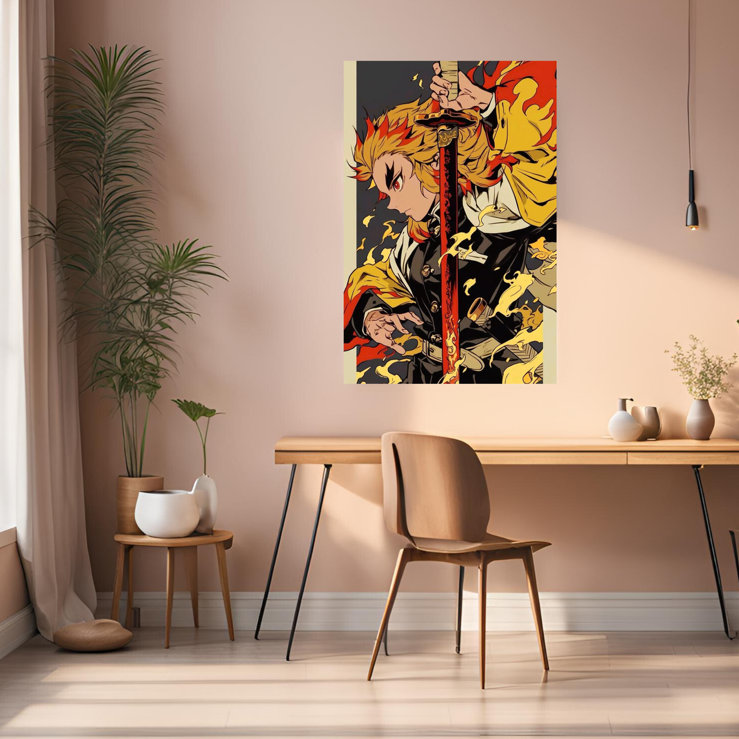 Demon Slayer Kyōjurō Rengoku Ilustration Metal Posters | Premium, Waterproof & Magnet-Mounted Art