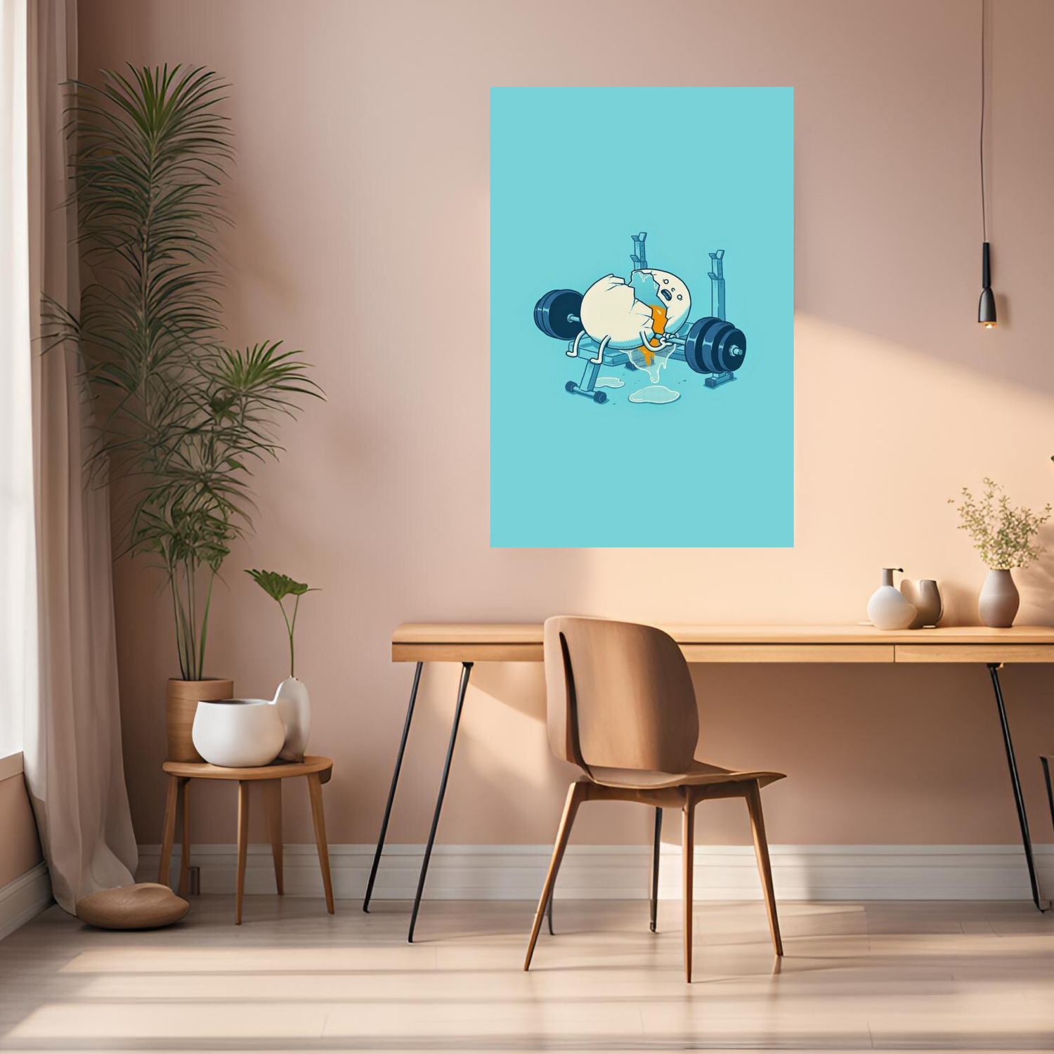 Egg in Gym Funny Metal Posters | Premium, Waterproof & Magnet-Mounted Art