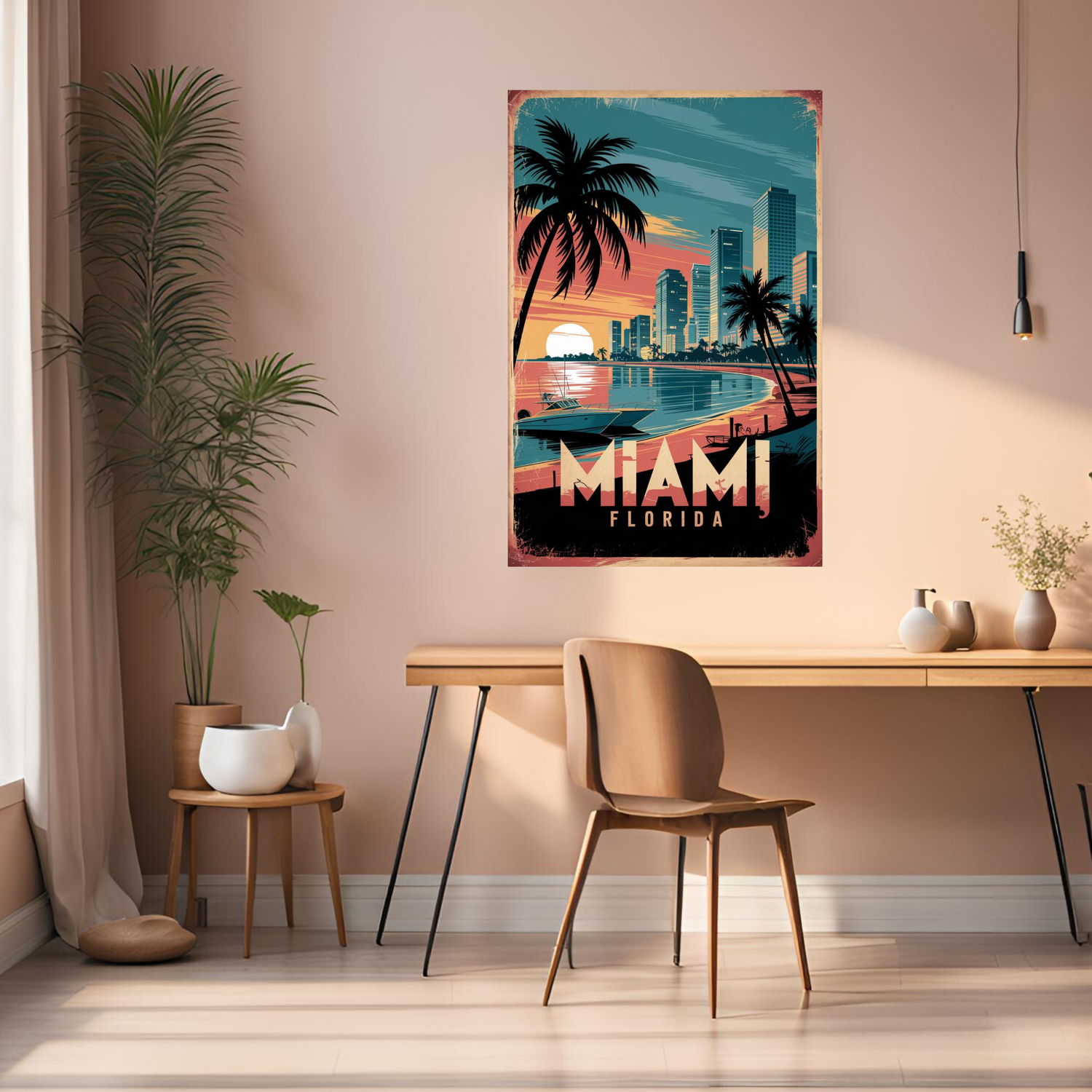 Miami Florida USA Art Metal Posters | Premium, Waterproof & Magnet-Mounted Art