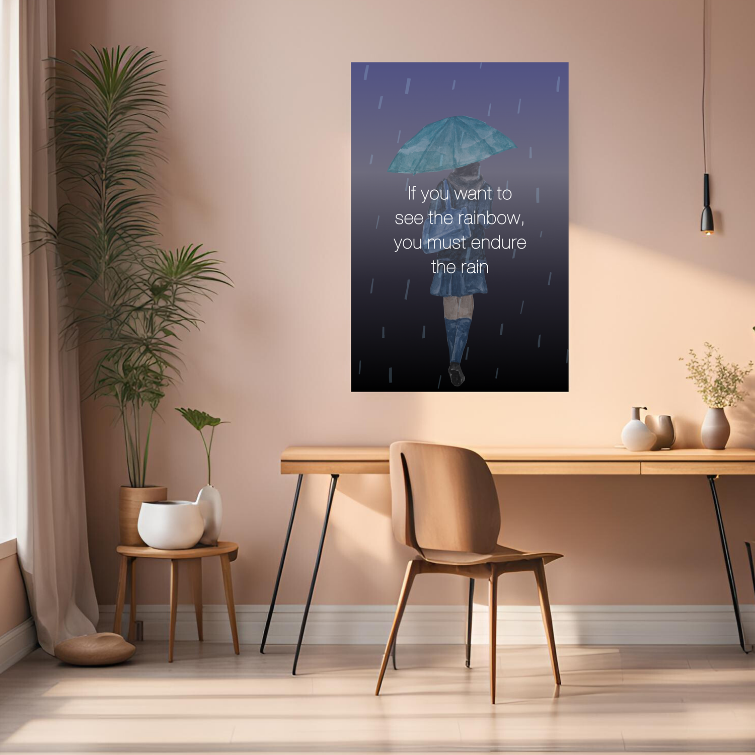 Rain and Rainbow Motivational Metal Posters | Premium, Waterproof & Magnet-Mounted Art