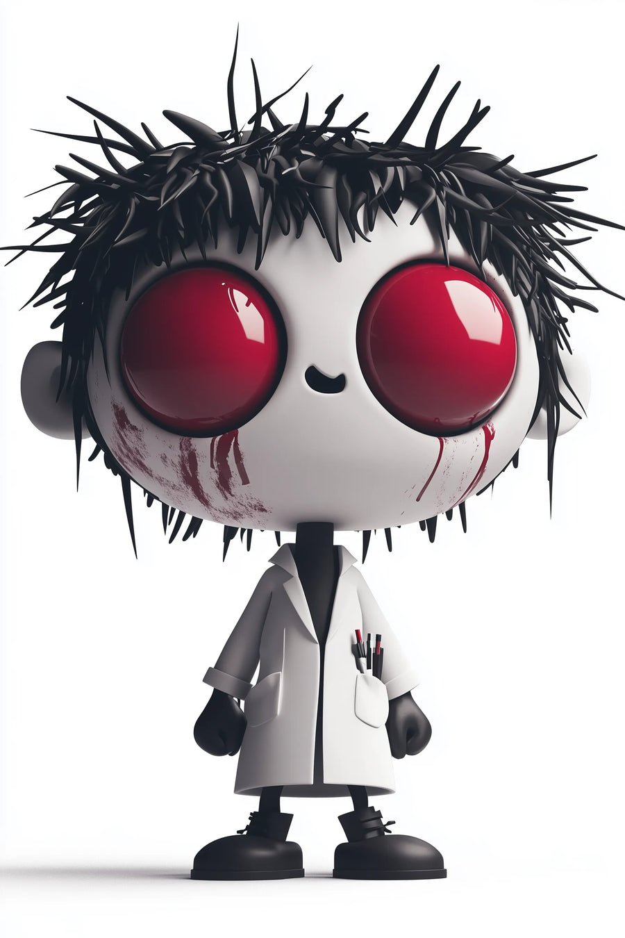 Red Eye Doll Face Metal Posters | Premium, Waterproof & Magnet-Mounted Art