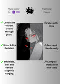 Red Eyes Girl and Cat Metal Posters | Premium, Waterproof & Magnet-Mounted Art