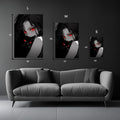 Red Eyes Girl and Cat Metal Posters | Premium, Waterproof & Magnet-Mounted Art