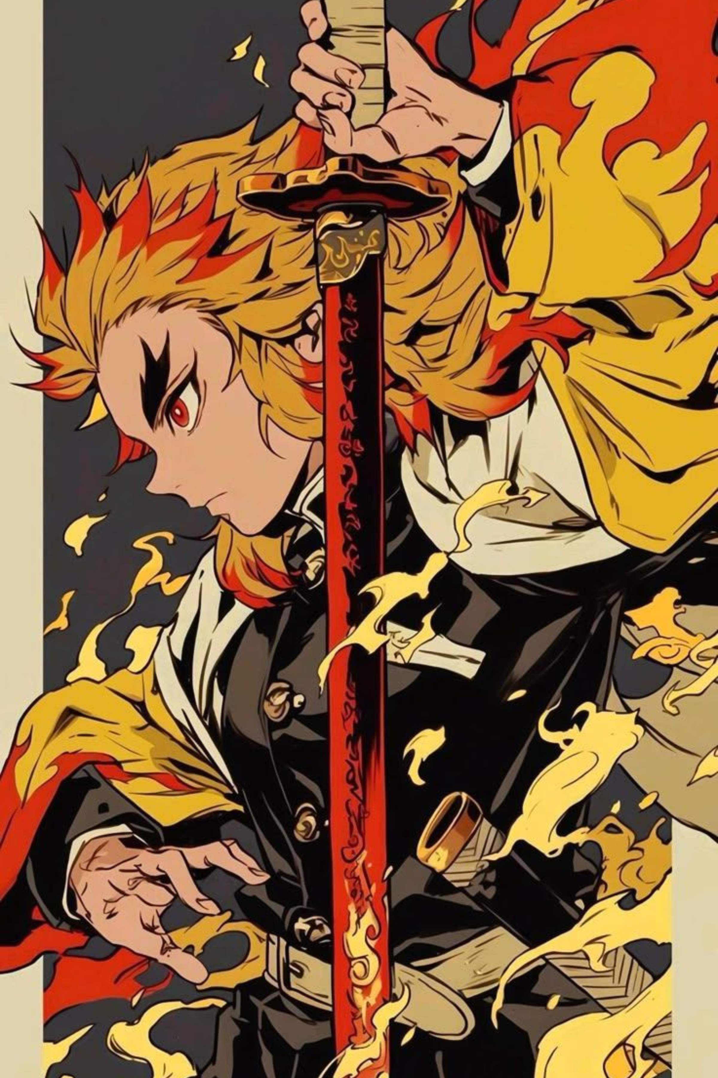 Demon Slayer Kyōjurō Rengoku Ilustration Metal Posters | Premium, Waterproof & Magnet-Mounted Art