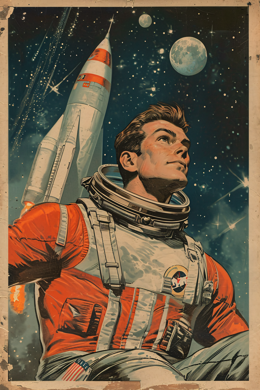 Retro Astrounat Metal Wall Posters | Premium, Waterproof & Magnet-Mounted Art
