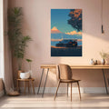 Retro Japanese Car and Mount Fiji Metal Posters | Premium, Waterproof & Magnet-Mounted Art