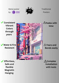 Retro Pink Japanese streets vibes Metal Posters | Premium, Waterproof & Magnet-Mounted Art