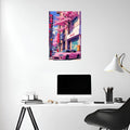 Retro Pink Japanese streets vibes Metal Posters | Premium, Waterproof & Magnet-Mounted Art