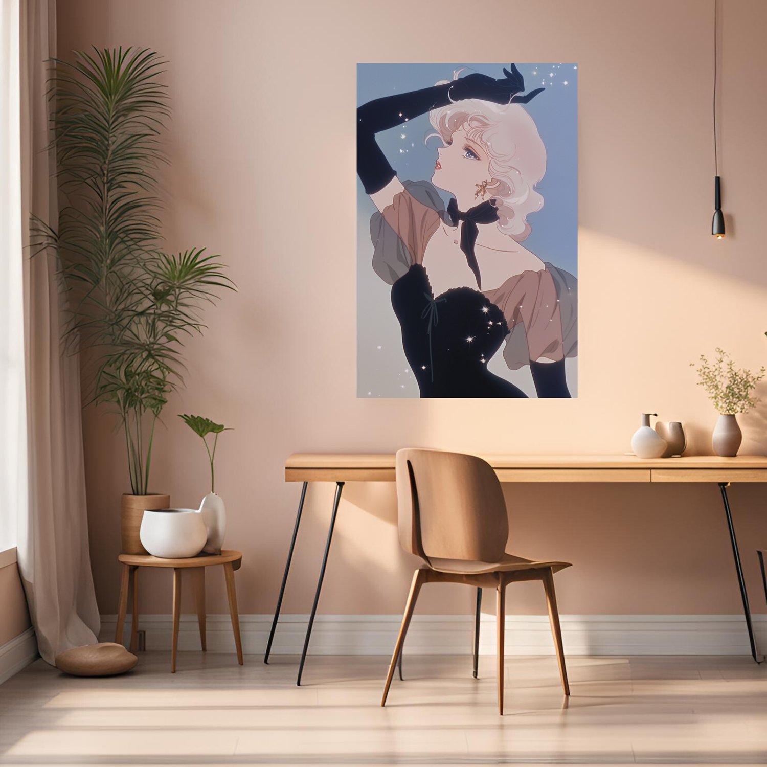Retro White Lady in Black Dress Metal Posters | Premium, Waterproof & Magnet-Mounted Art