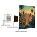 Retro Car in City Horizon Metal Poster | Premium, Waterproof & Magnet-Mounted Art