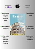 Rome Italy Art Metal Posters | Premium, Waterproof & Magnet-Mounted Art