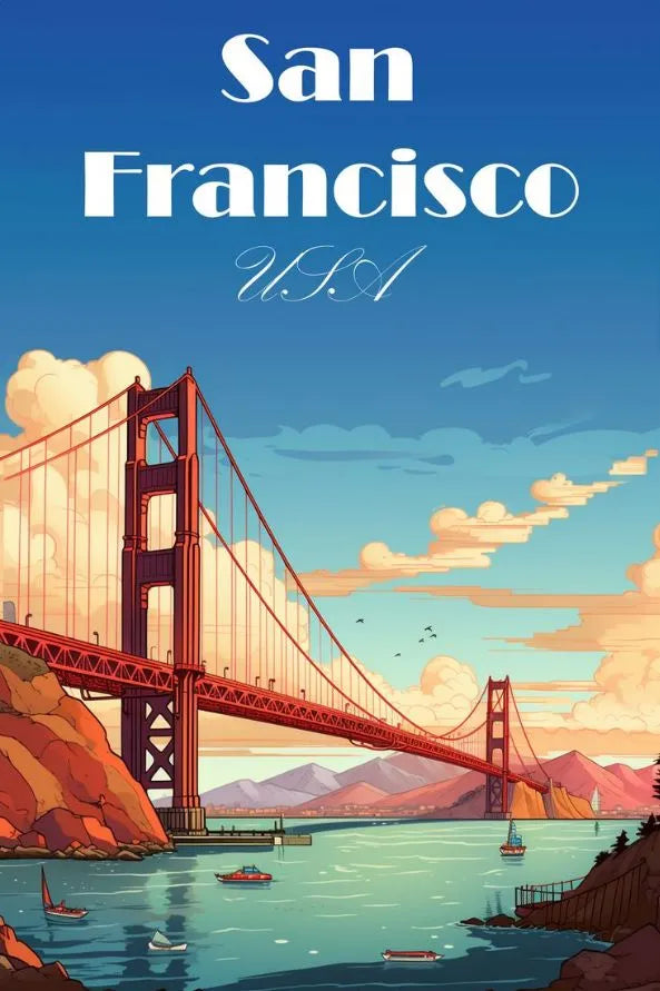 San Francisco USA Art Metal Posters | Premium, Waterproof & Magnet-Mounted Art