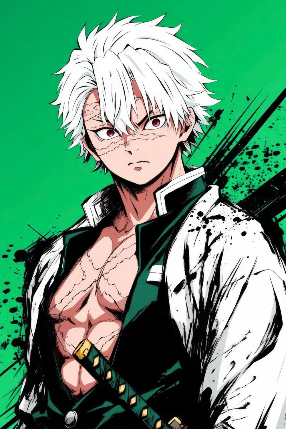 Sanemi Shinazugawa Demon Slayer Wall Art Metal Posters | Premium, Waterproof & Magnet-Mounted Art