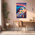 Santorini Greece Art Metal Posters | Premium, Waterproof & Magnet-Mounted Art