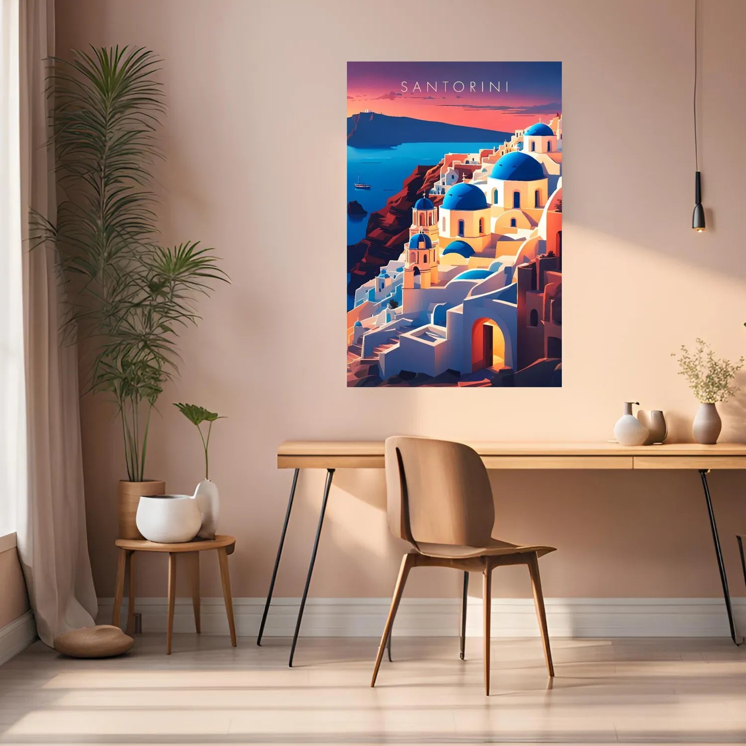 Santorini Greece Art Metal Posters | Premium, Waterproof & Magnet-Mounted Art
