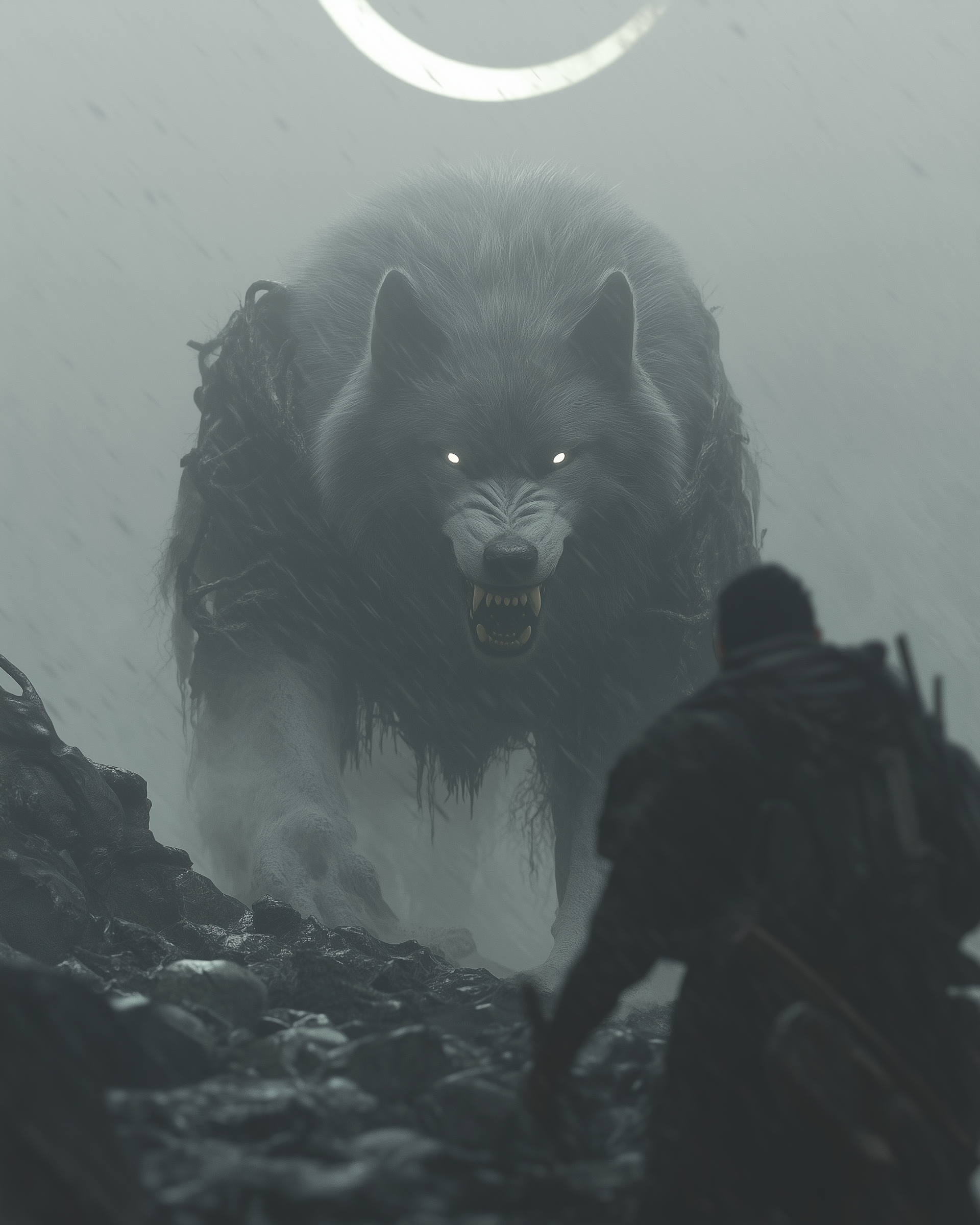 Scary Wolf Scene Metal Wall Posters | Premium, Waterproof & Magnet-Mounted Art