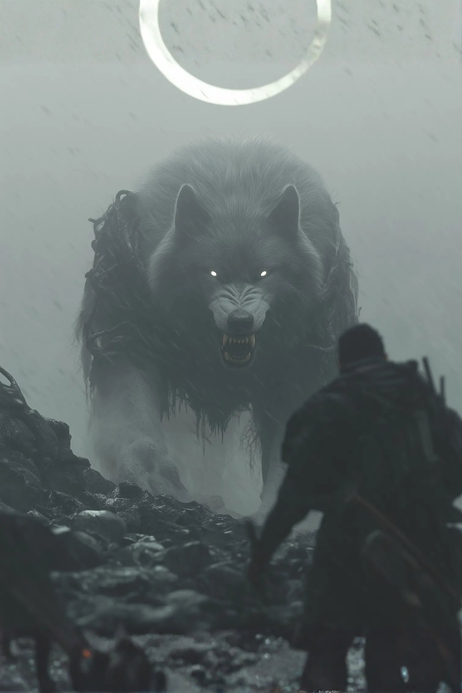 Scary Wolf Scene Metal Wall Posters | Premium, Waterproof & Magnet-Mounted Art