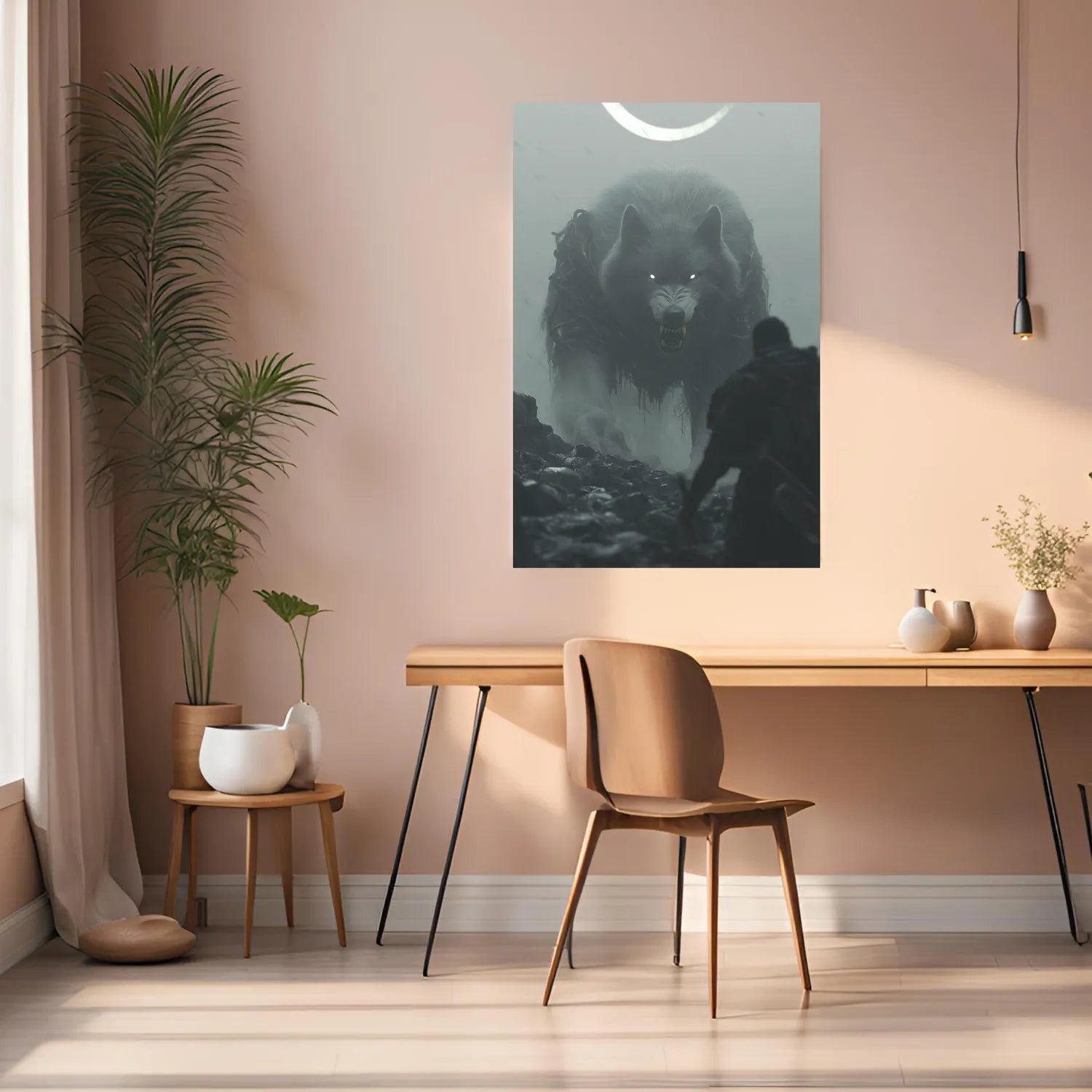 Scary Wolf Scene Metal Wall Posters | Premium, Waterproof & Magnet-Mounted Art