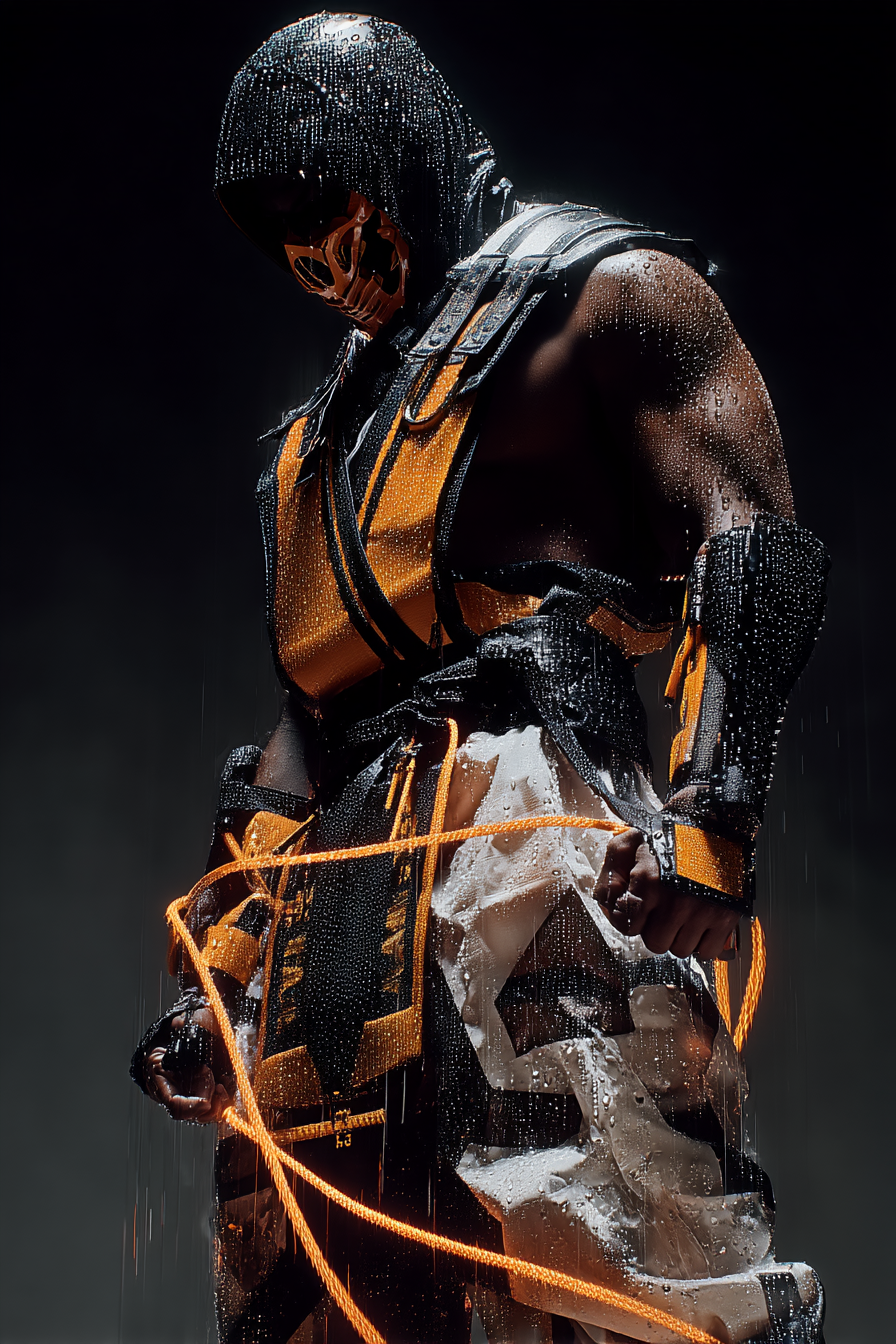 Scorpion Mortal Combat modern style Metal Posters | Premium, Waterproof & Magnet-Mounted Art