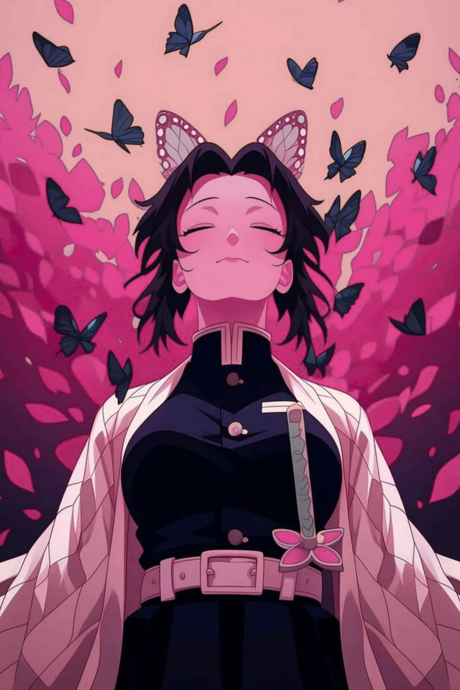 Shinobu Kocho Demon Slayer Modern Metal Posters | Premium, Waterproof & Magnet-Mounted Art