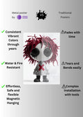 Silent Scary Doll Face Metal Posters | Premium, Waterproof & Magnet-Mounted Art