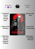 Skeleton Stay Postive Wall  Metal Posters | Premium, Waterproof & Magnet-Mounted Art