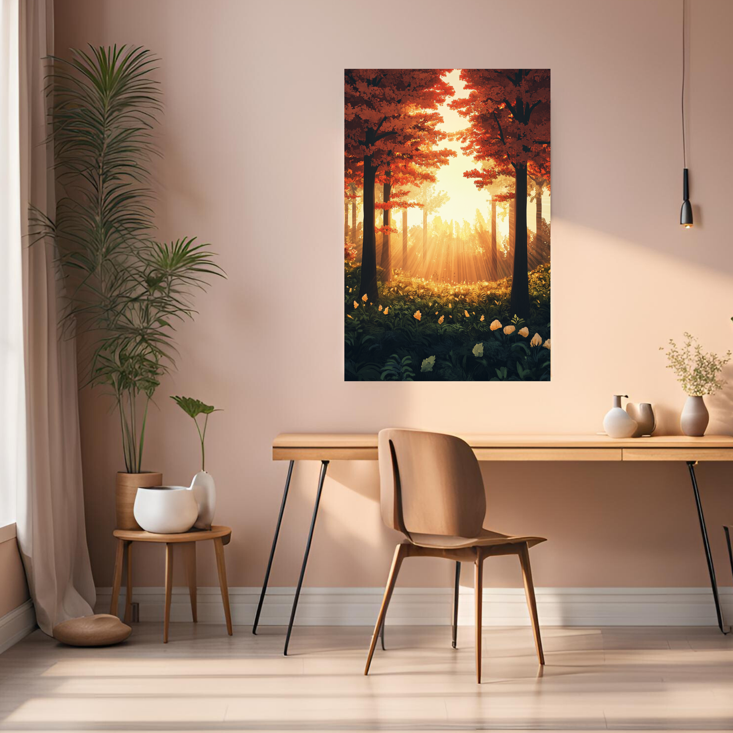 Sunset and Forest Metal Wall Posters | Premium, Waterproof & Magnet-Mounted Art