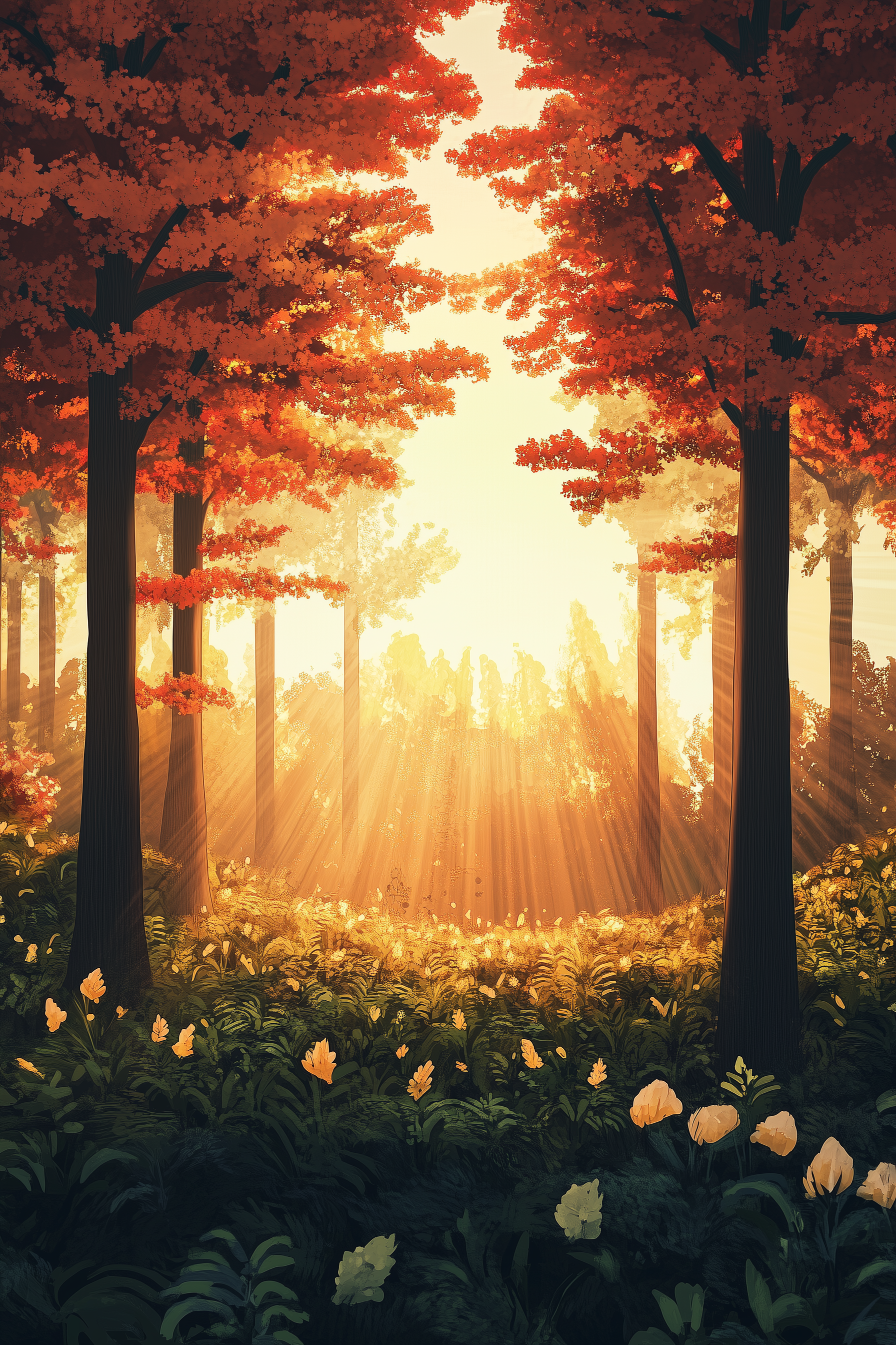 Sunset and Forest Metal Wall Posters | Premium, Waterproof & Magnet-Mounted Art