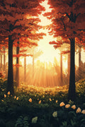 Sunset and Forest Metal Wall Posters | Premium, Waterproof & Magnet-Mounted Art