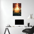 Sunset and Forest Metal Wall Posters | Premium, Waterproof & Magnet-Mounted Art