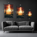 Sunset and Forest Metal Wall Posters | Premium, Waterproof & Magnet-Mounted Art