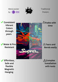 Supra Comic Style Metal Posters | Premium, Waterproof & Magnet-Mounted Art